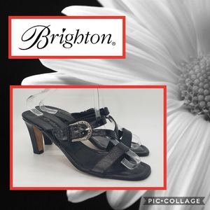 Brighton Rusty Black Leather Sandals Size 10